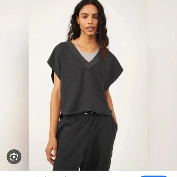 Free People Nothing but Sweats reversible v neck tee - Picture 1 of 6